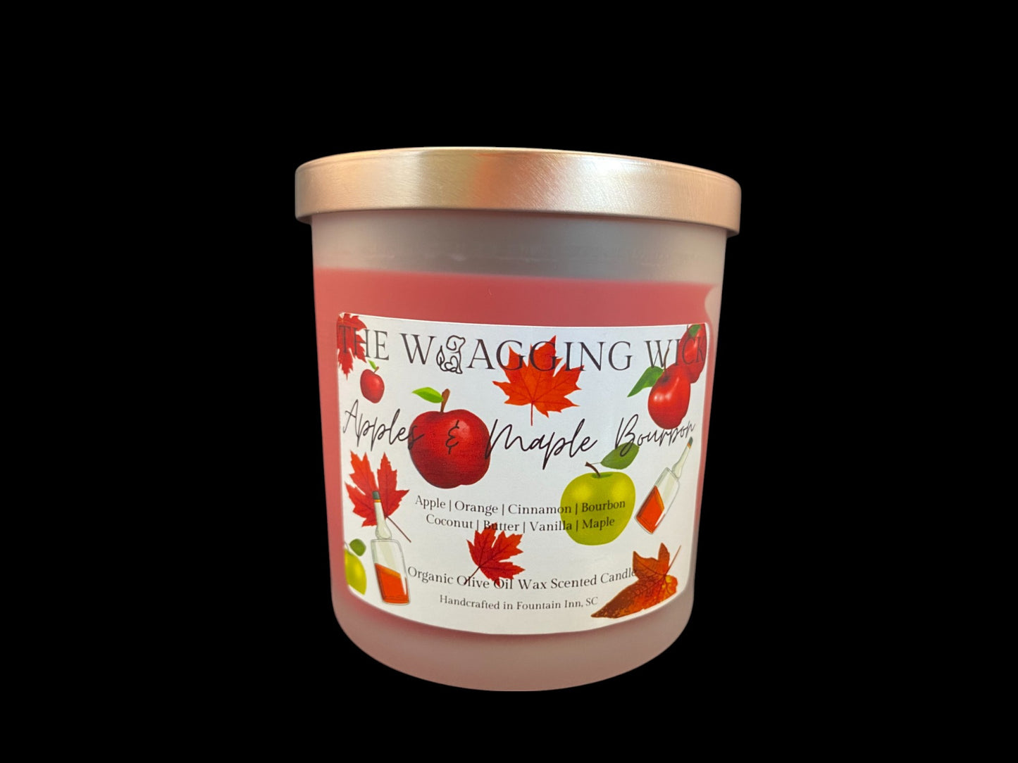 Apples & Maple Bourbon - 8 oz Organic Olive Oil Wax Scented Candle -